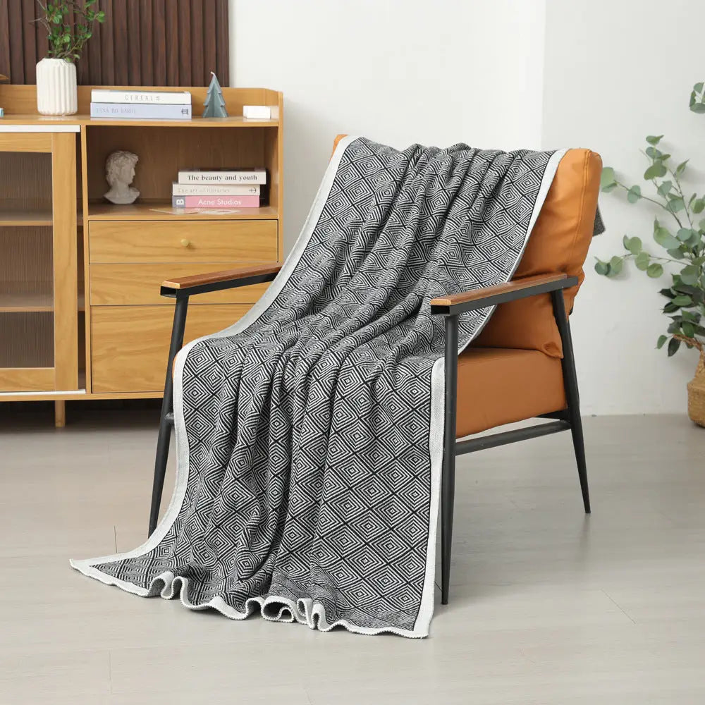 Dark Grey Knitted Sofa Blanket with Plush Side 130 x 170 cm 720g Ideal for Napping and Office Use - Home & Garden >
