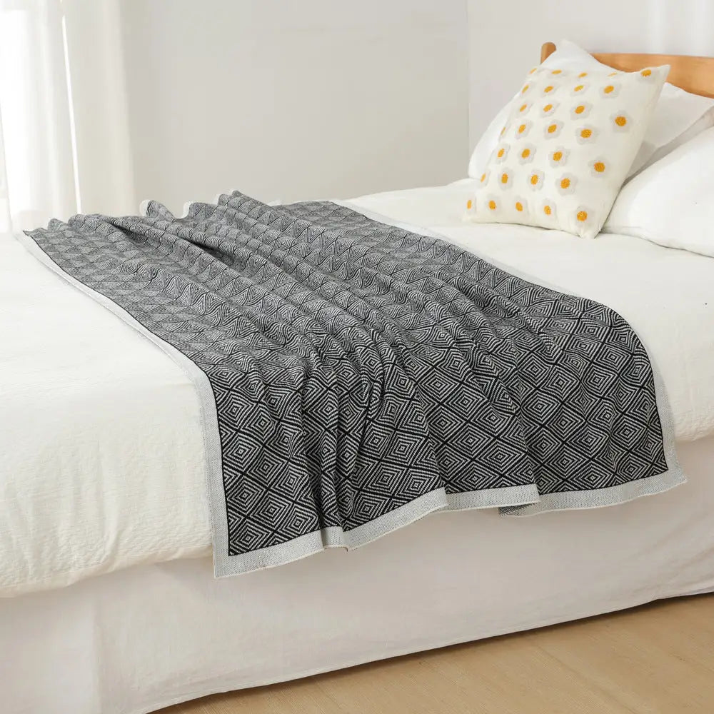 Dark Grey Knitted Sofa Blanket with Plush Side 130 x 170 cm 720g Ideal for Napping and Office Use - Home & Garden >