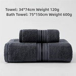 Dark Grey Luxury Cotton Towel Set(Towel + Bath Towel) - Quick Dry Extra Thick & Absorbent Perfect for Bath & Beach