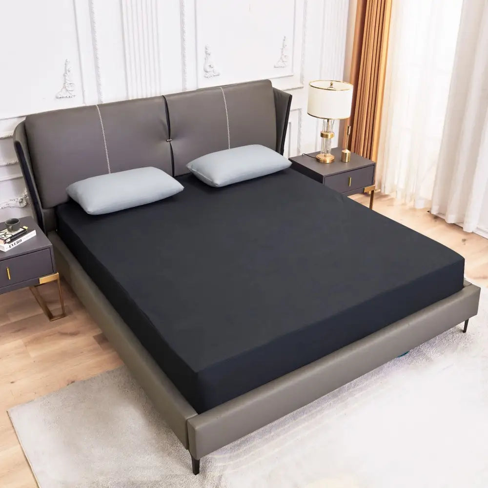 Dark Grey Queen Size Waterproof Fitted Mattress Protector - Soft & Breathable Bed Cover Hypoallergenic Deep Pocket