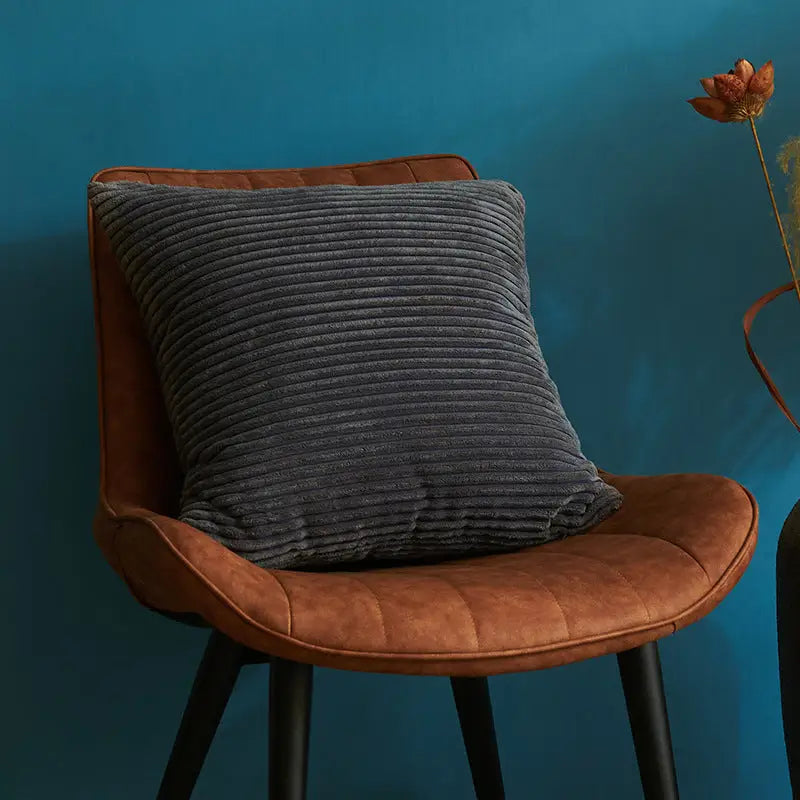 Dark Grey Set of 4 Corduroy Pillow Covers - Solid Color Minimalist Throw Cushion Covers - 45x45cm (Pillow Inserts