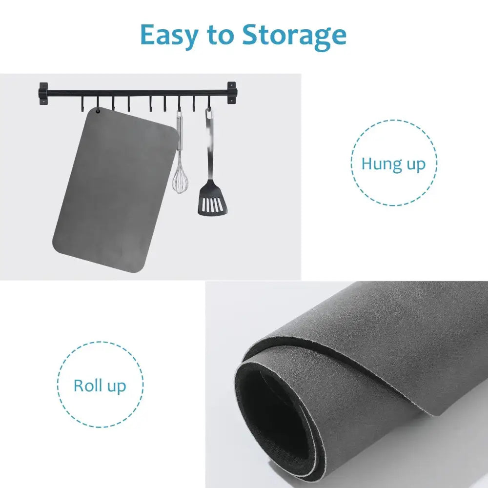 Dark Grey Waterproof Quick-Dry Kitchen Mat - Non-Slip Rubber Base Absorbent Technology Fabric 4mm Thick - Home & Garden