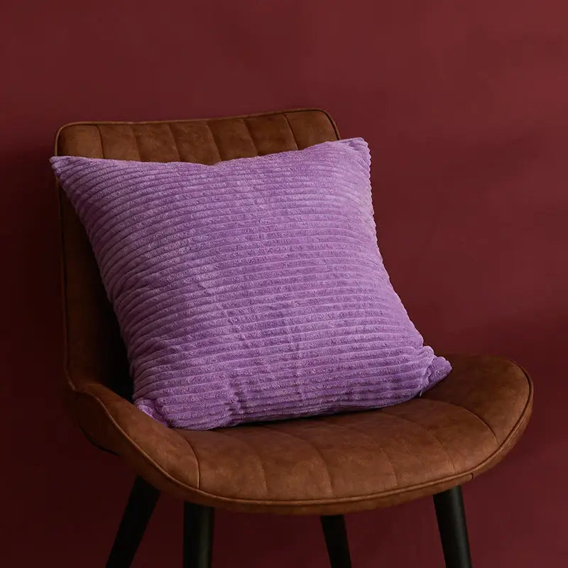 Dark Purple Set of 4 Corduroy Pillow Covers - Solid Color Minimalist Throw Cushion Covers - 45x45cm (Pillow Inserts