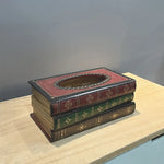 Dark Red Vintage Wooden Tissue Box - Creative Book-Shaped Tissue Holder for Home and Restaurant - Home & Garden >