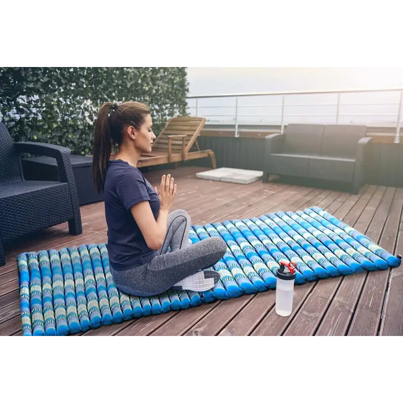 Day bed Roll Out Mattress XL Large Foldout Mat relaxation day bed camping or Yoga Matt Natural Kapok Filled BLUE
