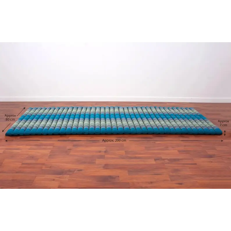Day bed Roll Out Mattress XL Large Foldout Mat relaxation day bed camping or Yoga Matt Natural Kapok Filled BLUE