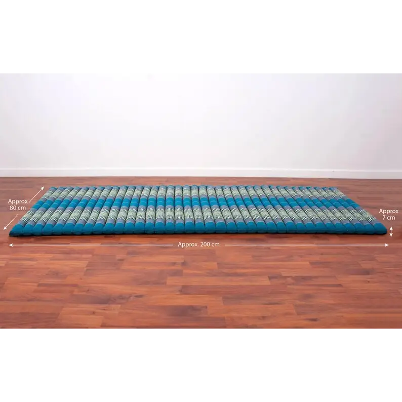Day bed Roll Out Mattress XL Large Foldout Mat relaxation day bed camping or Yoga Matt Natural Kapok Filled BLUE