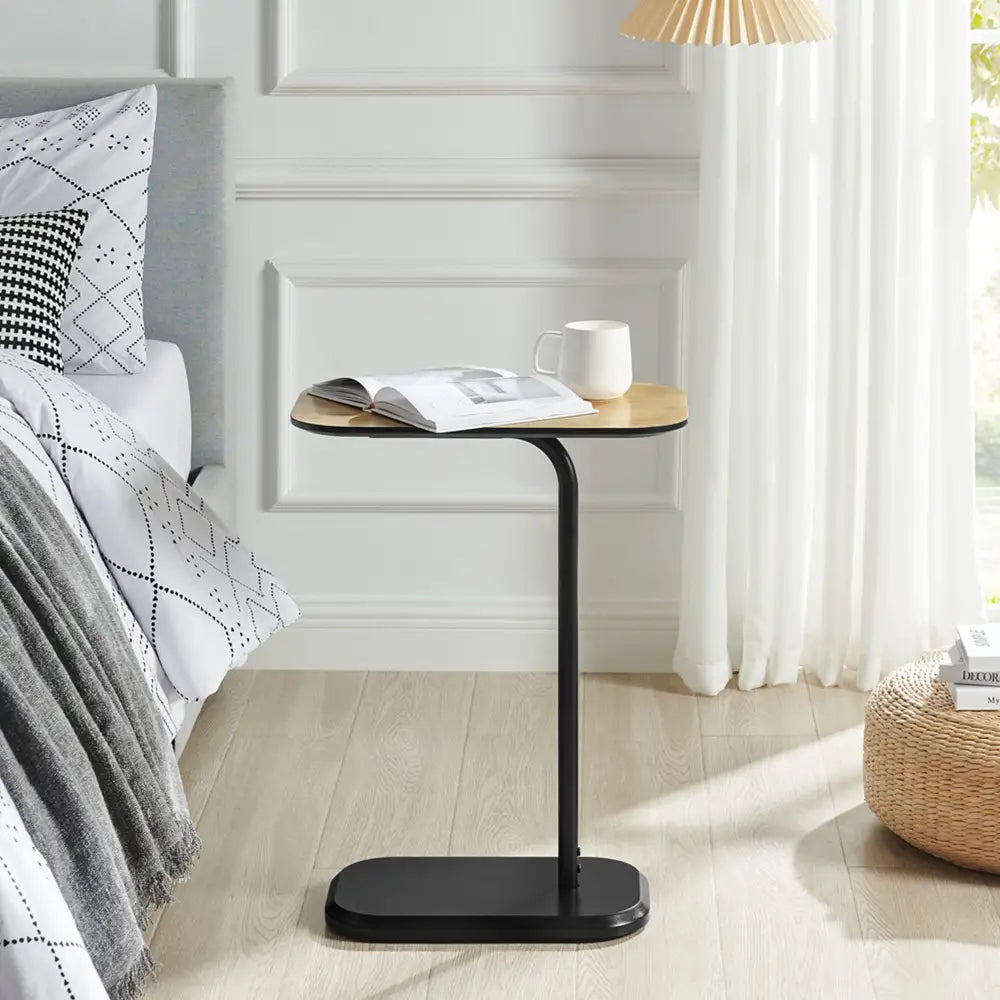 DEANNA Side Table in Black and Light Oak - Furniture > Living Room
