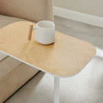 DEANNA Side Table in White and Light Oak - Furniture > Living Room
