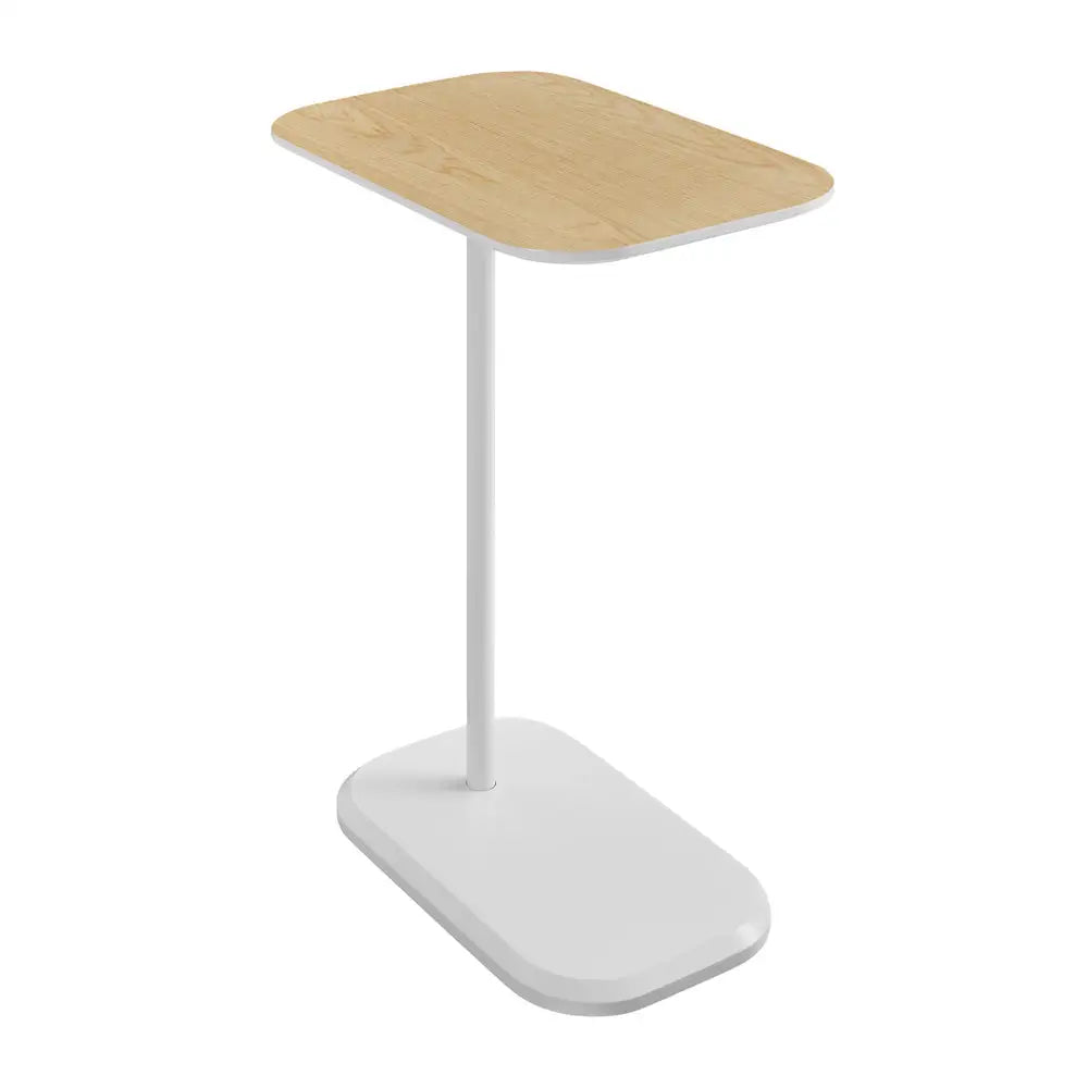 DEANNA Side Table in White and Light Oak - Furniture > Living Room