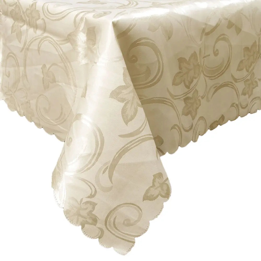 Deco Cream Luxury Jacquard Tablecloth 150 x 270 cm - Home & Garden > Kitchenware
