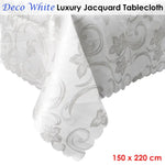 Deco White Luxury Jacquard Tablecloth 150 x 220 cm - Home & Garden > Kitchenware