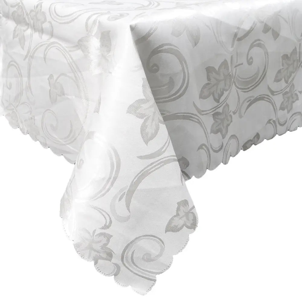 Deco White Luxury Jacquard Tablecloth 150 x 220 cm - Home & Garden > Kitchenware