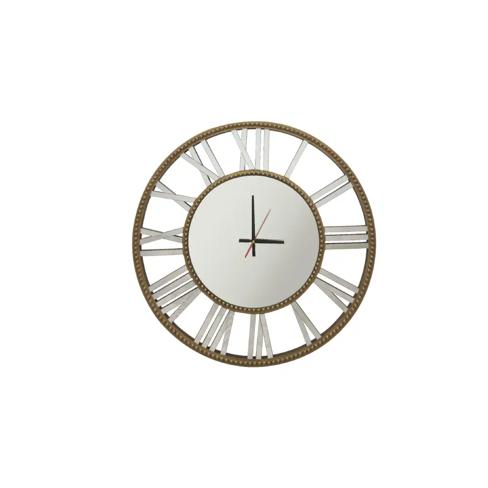 Decorative Beaded Mirrored Clock- Gold Beaded 75cm - Home & Garden > Decor