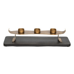 Decorative Black Gold Tea Light Metal Candle Holder Stand with Wooden Base - Home & Garden > Decor