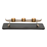 Decorative Black Gold Tea Light Metal Candle Holder Stand with Wooden Base - Home & Garden > Decor