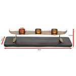 Decorative Black Gold Tea Light Metal Candle Holder Stand with Wooden Base - Home & Garden > Decor