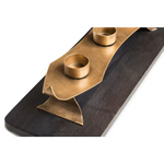 Decorative Black Gold Tea Light Metal Candle Holder Stand with Wooden Base - Home & Garden > Decor