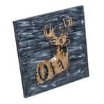 Decorative Deer 3D Wood Metal Wall Art Decor in Blue and Rusty Gold - Home & Garden > Wall Art