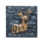 Decorative Deer 3D Wood Metal Wall Art Decor in Blue and Rusty Gold - Home & Garden > Wall Art