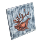 Decorative Reindeer 3D Wood Metal Wall Art Decor in Blue and Rusty Bronze - Home & Garden > Wall Art