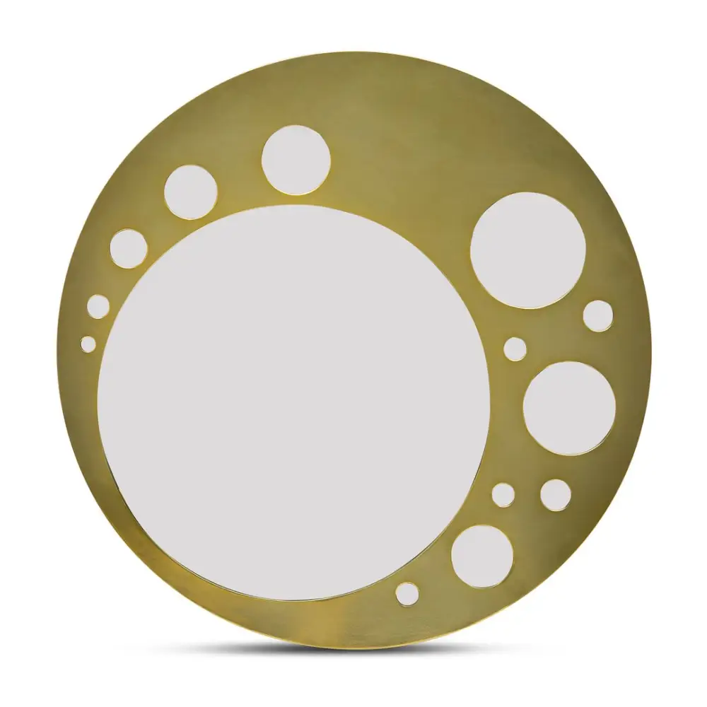 Decorative Round Wall Mirror Art in Brass Finish - Furniture > Living Room