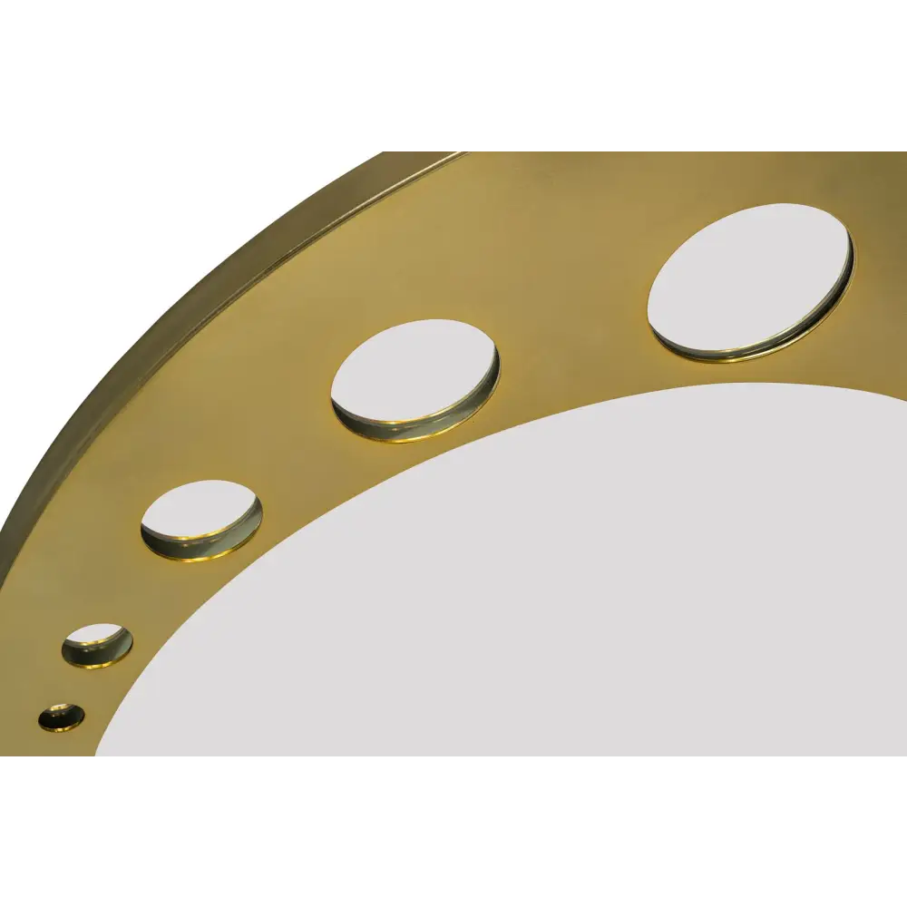 Decorative Round Wall Mirror Art in Brass Finish - Furniture > Living Room