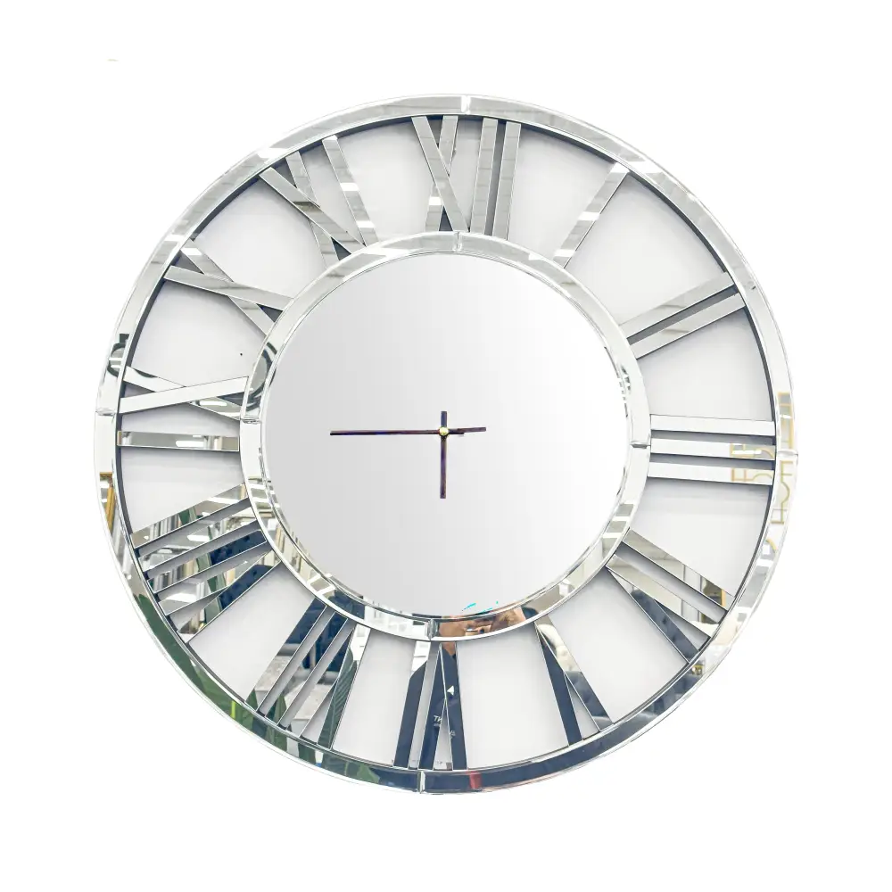 Decorative Silver Mirrored Clock -100cm - Home & Garden > Home & Garden Others