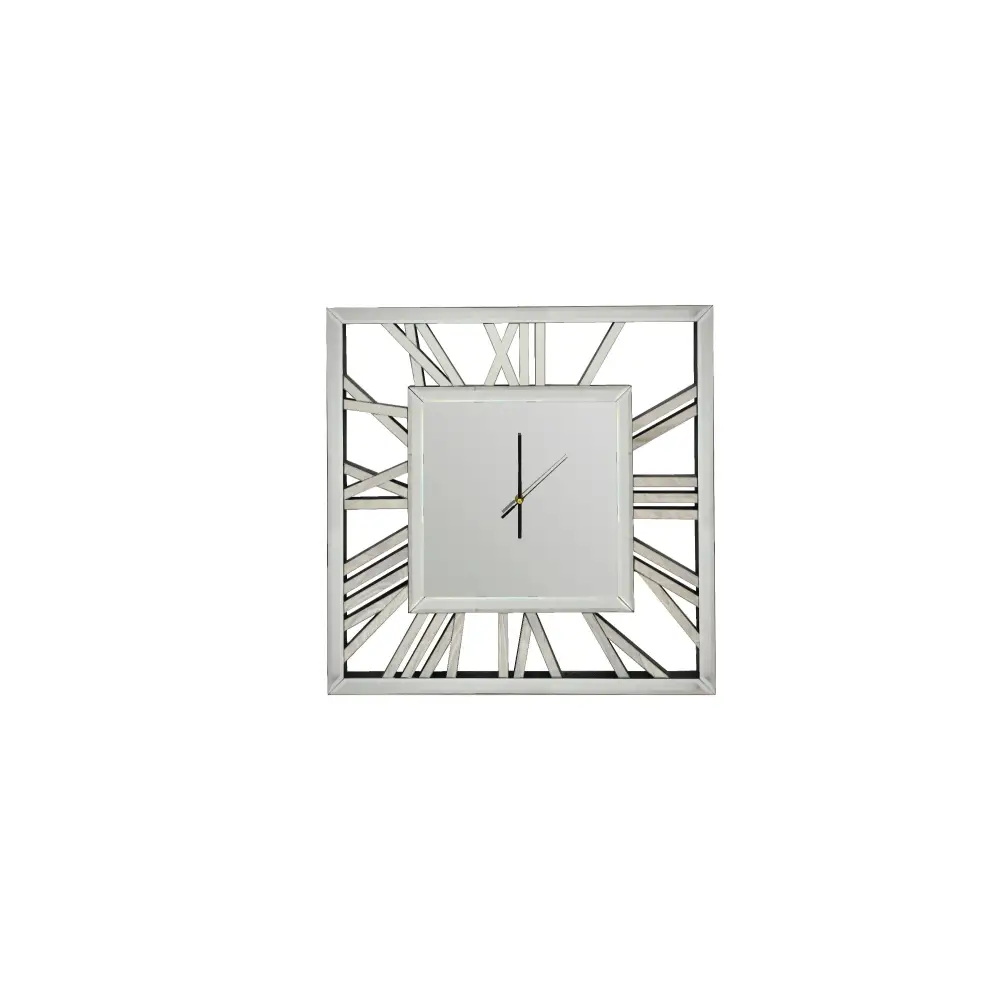 Decorative silver mirrored clock - 60cm - Home & Garden > Decor