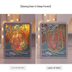Deer in the Deep Forest 3D Paper Carving Night Light - USB Or Battery Powered Decorative Bedside Lamp | Atmosphere Lamp