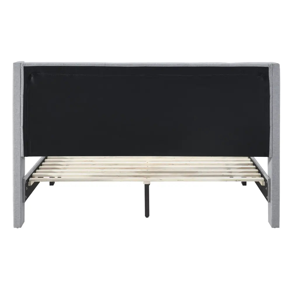 Delilah Queen Bed Tufted Button Headboard Fabric Upholstered - Light Grey - Furniture > Bedroom