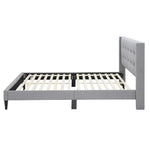 Delilah Queen Bed Tufted Button Headboard Fabric Upholstered - Light Grey - Furniture > Bedroom