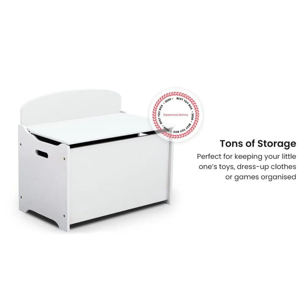 DELTA CHILDREN Deluxe Toy Box Kids Furniture Chest Bedroom Wooden Storage White - Baby & Kids > Kid’s Furniture