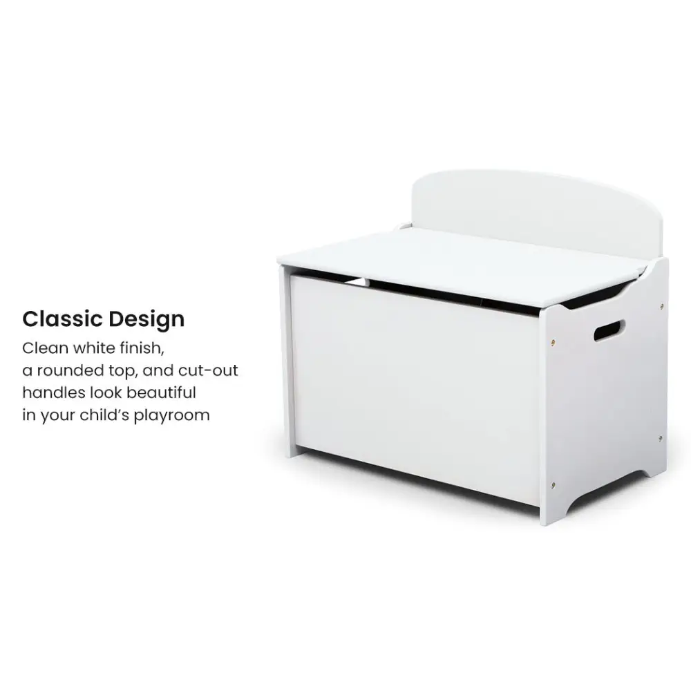 DELTA CHILDREN Deluxe Toy Box Kids Furniture Chest Bedroom Wooden Storage White - Baby & Kids > Kid’s Furniture