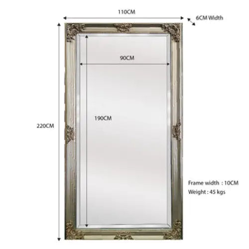 Deluxe French Provincial Ornate Mirror - Champagne - X large 210cm x 110cm - Home & Garden > Decor