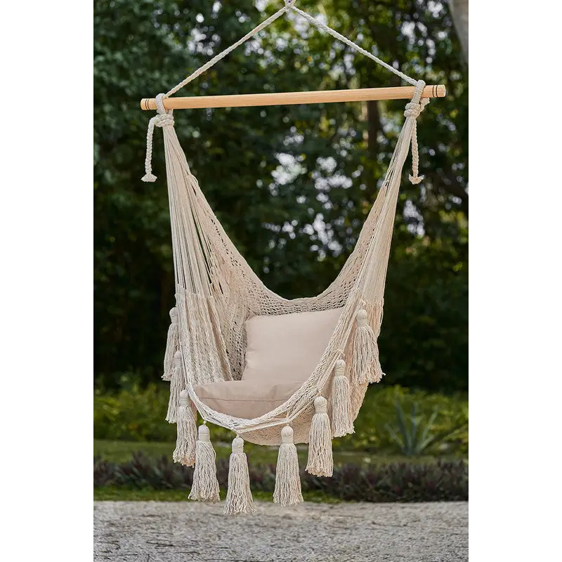 Deluxe Hammock Swing Chair in Plain Cream - Furniture > Bar Stools & Chairs > Arm Chairs & Recliners
