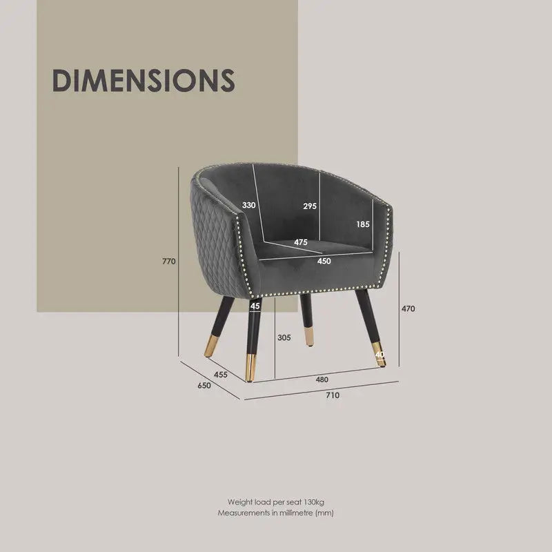 Deniz Lounge Chair Tub Chair Accent Armchair - Grey - Furniture > Bar Stools & Chairs > Arm Chairs & Recliners
