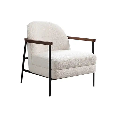Denmark Arm Chair Polyester Fabric Upholstery Wooden Structure Solid Foam Black Metal Legs - Furniture > Dining