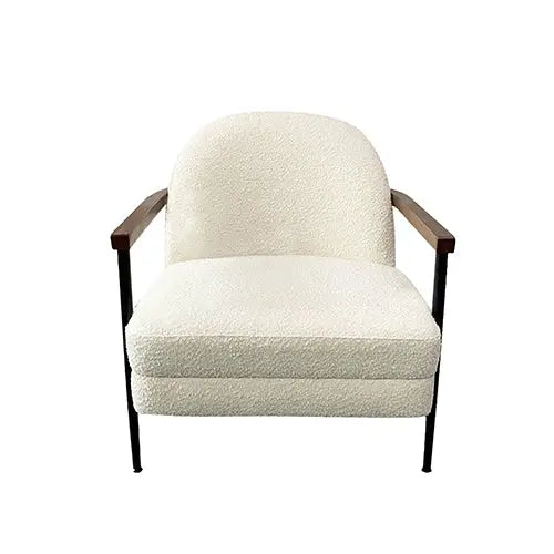 Denmark Arm Chair Polyester Fabric Upholstery Wooden Structure Solid Foam Black Metal Legs - Furniture > Dining