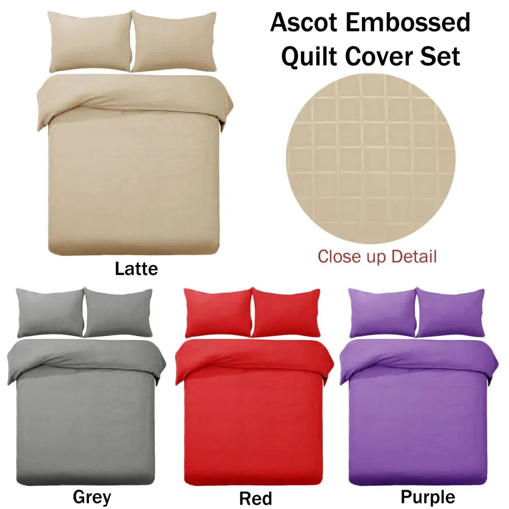 Designer Selection Ascot Embossed Quilt Cover Set Latte King - Home & Garden > Bedding