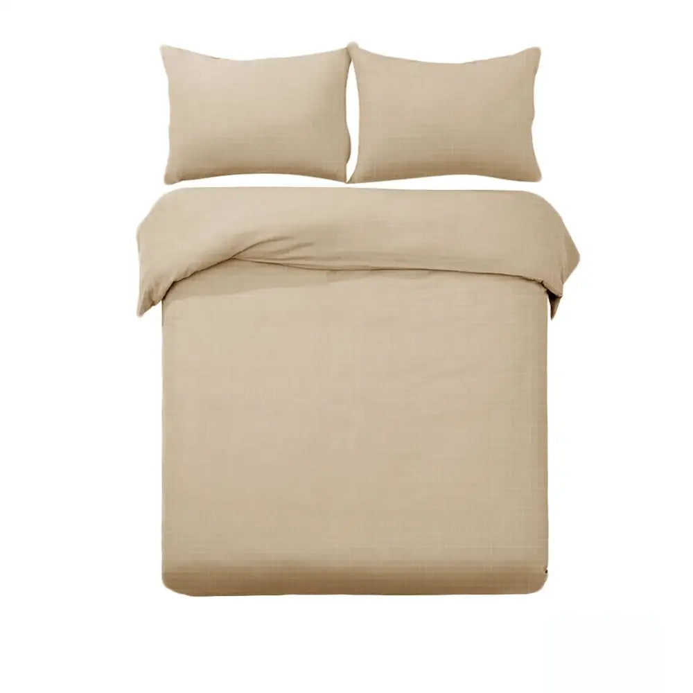 Designer Selection Ascot Embossed Quilt Cover Set Latte Queen - Home & Garden > Bedding