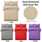 Designer Selection Ascot Embossed Quilt Cover Set Latte Queen - Home & Garden > Bedding
