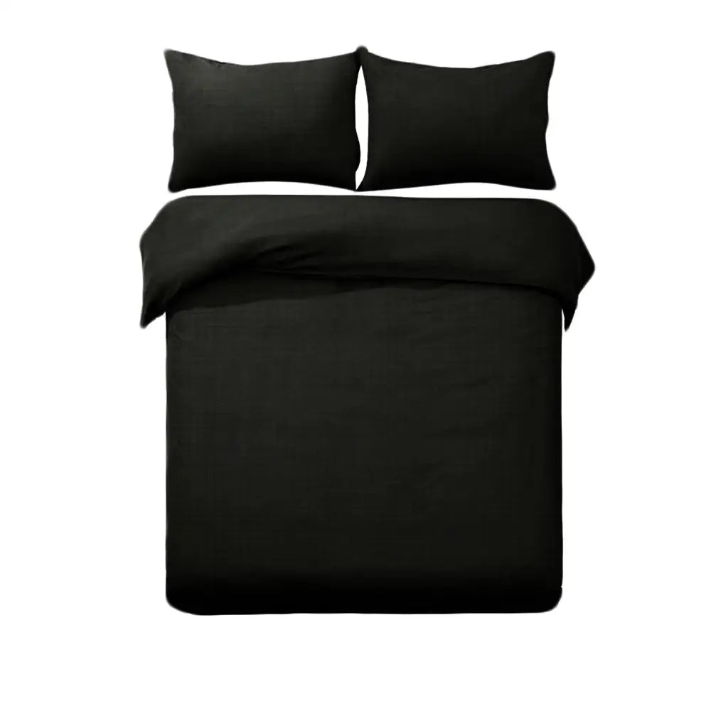 Designer Selection Denver Embossed Quilt Cover Set Black King - Home & Garden > Bedding
