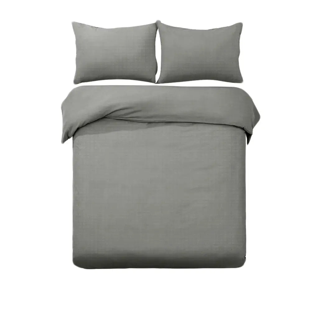 Designer Selection Denver Embossed Quilt Cover Set Grey King - Home & Garden > Bedding