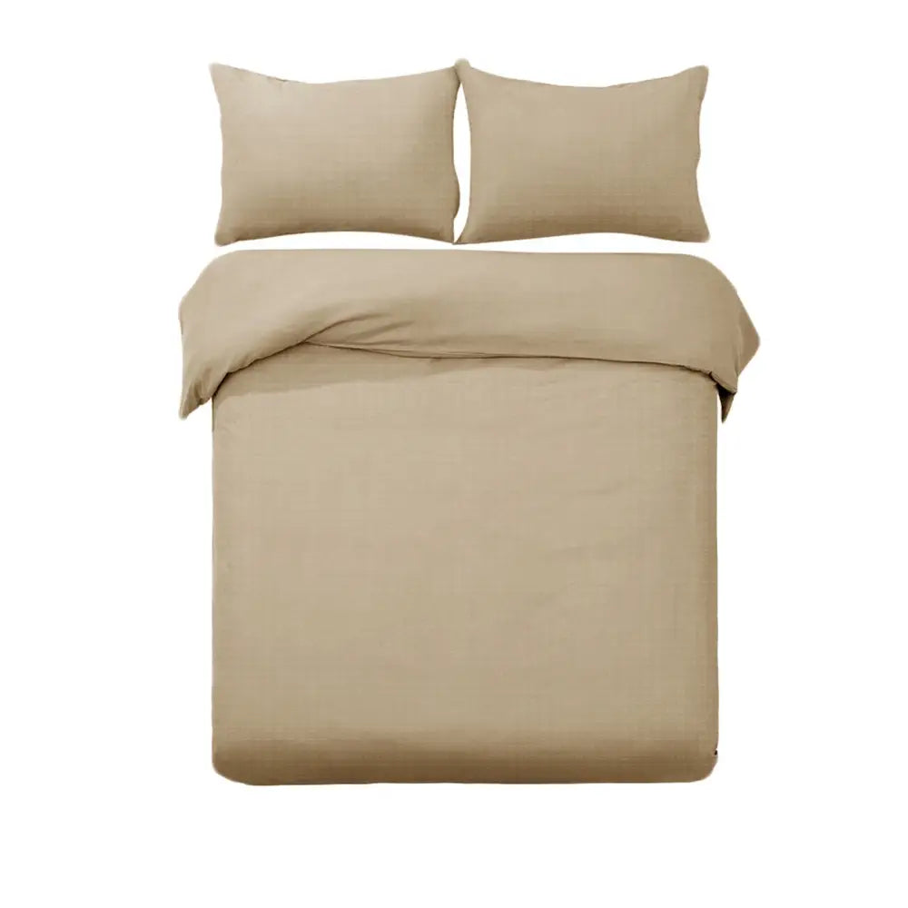 Designer Selection Denver Embossed Quilt Cover Set Latte King - Home & Garden > Bedding