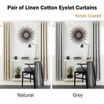 Designers Choice Pair of Linen Cotton Coated Eyelet Curtains Grey 140 x 213cm - Home & Garden > Curtains
