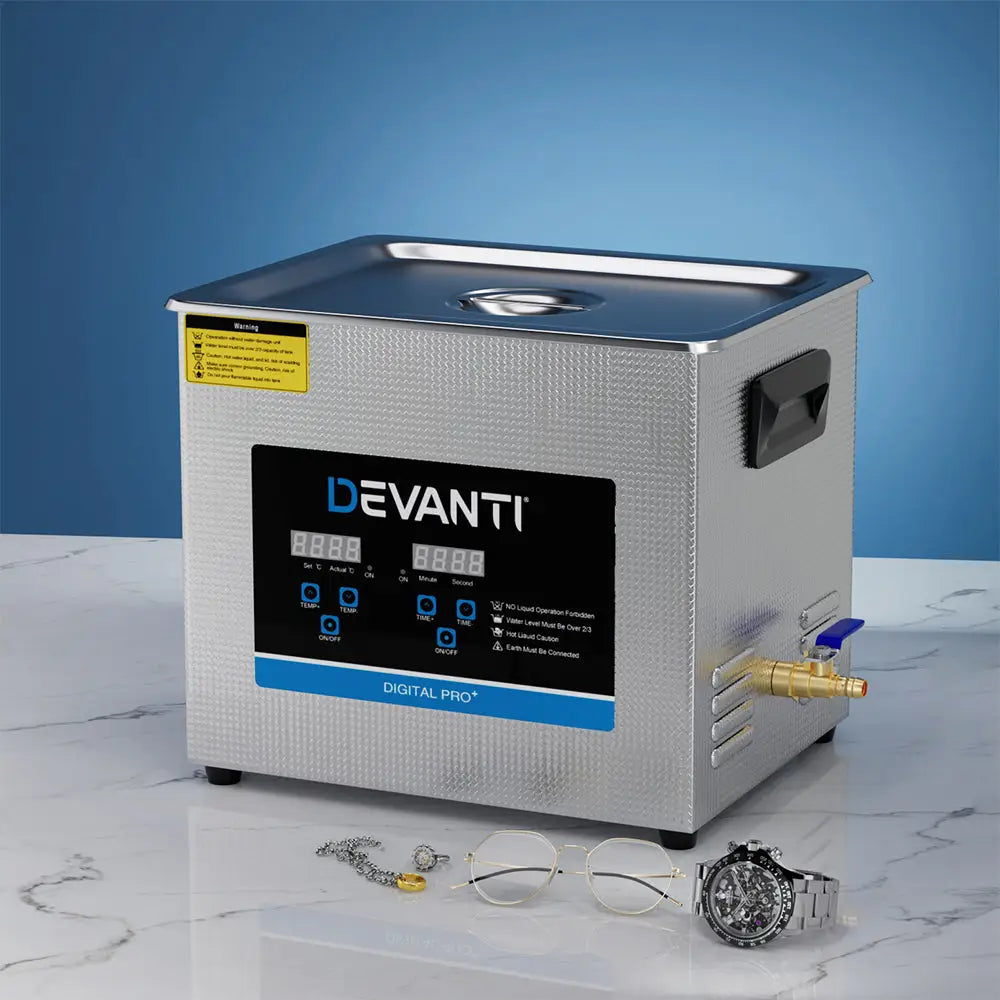 Devanti 10L Ultrasonic Cleaner Heater Cleaning Machine Timer Industrial 240W - Appliances > Appliances Others