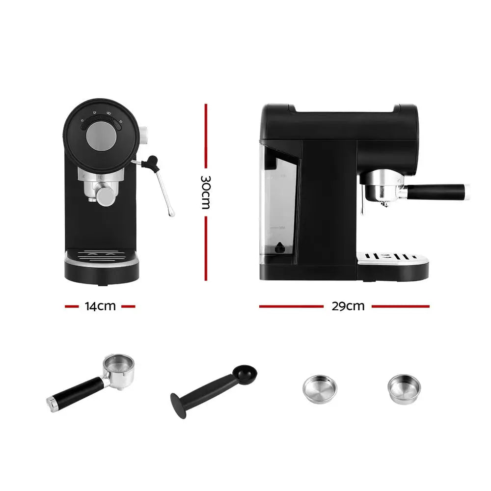 Devanti 20 Bar Coffee Machine Espresso Cafe Maker Black - Appliances > Kitchen Appliances