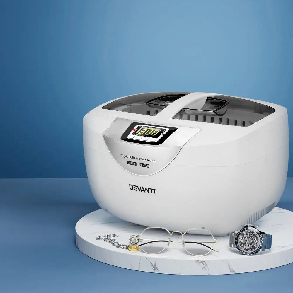 Devanti 2500ml Ultrasonic Cleaner Heater Jewellery Glasses Cleaning Machine 70W - Appliances > Appliances Others