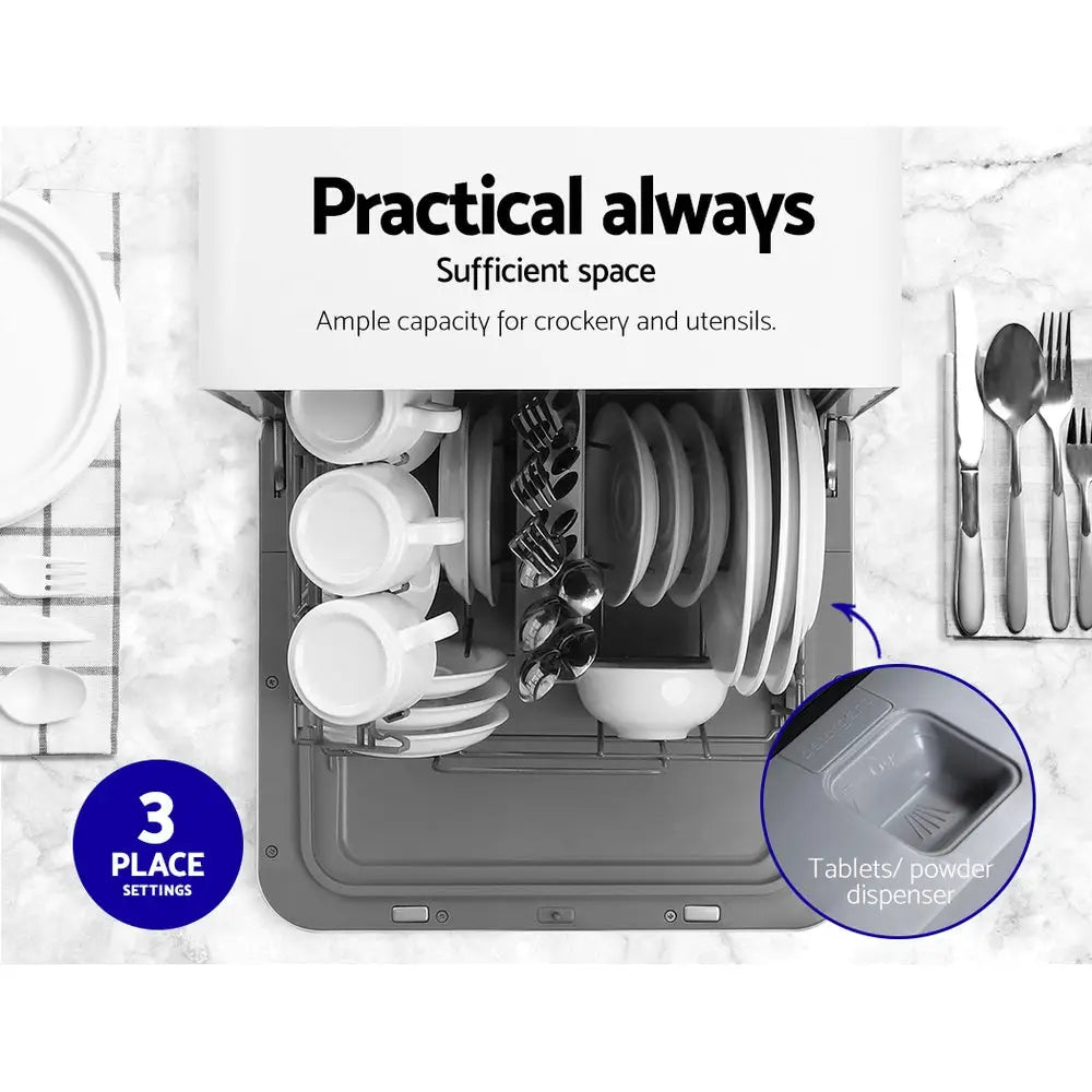 Devanti 3 Place Settings Benchtop Dishwasher - Appliances > Kitchen Appliances